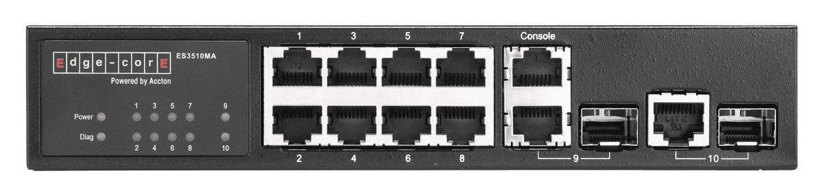 ES3510MA  Fast Ethernet  Layer  2/4 switch featuring  10 ports; 8 10/100
